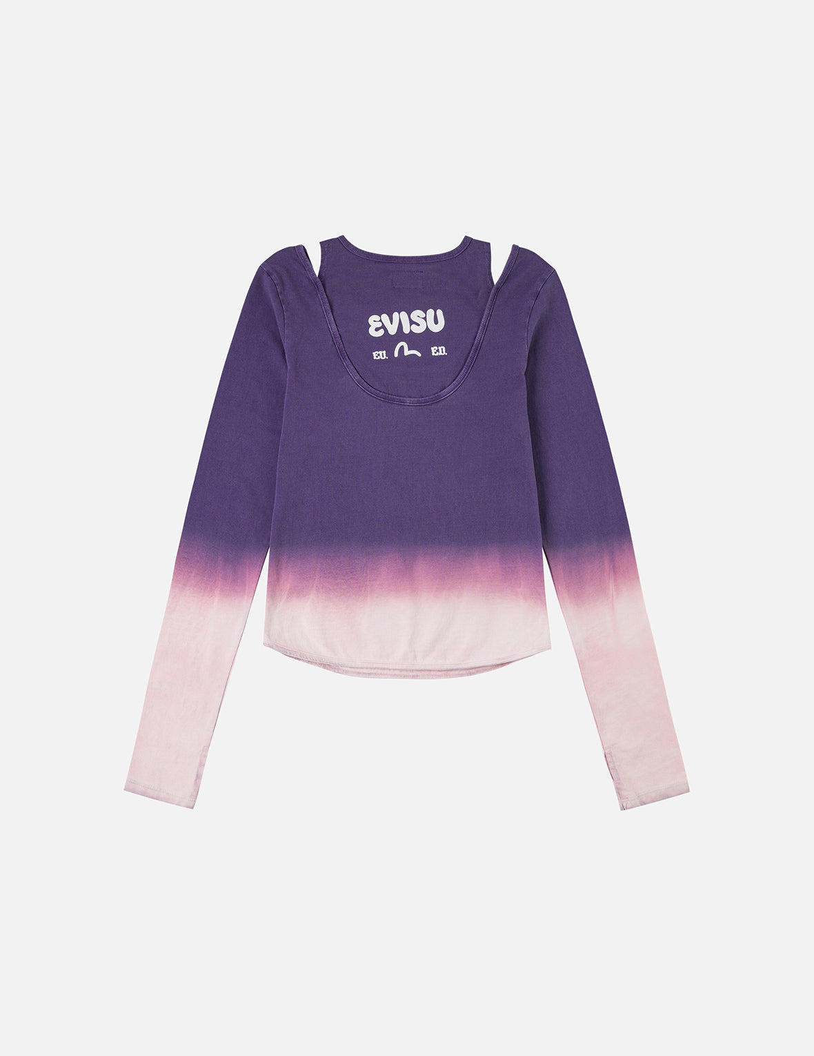 Logo Print and Gradient Tie-dye Regular Fit 2-in-1 Long-sleeve Top